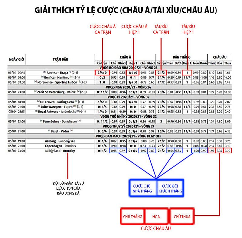 Giải thích tỷ lệ cược