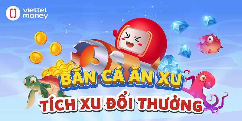 Hình ảnh trò chơi bắn cá ăn xu đổi thưởng online 3D với các sinh vật biển đa dạng.